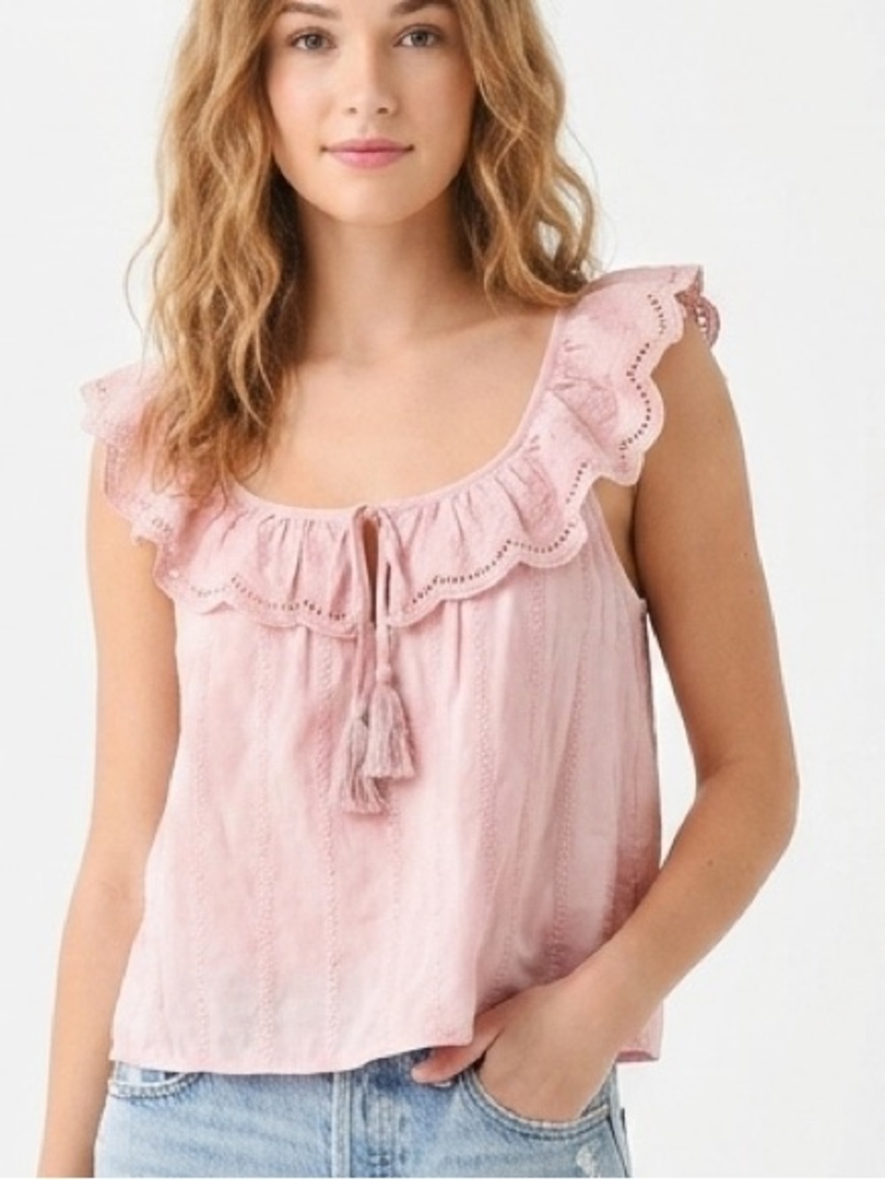 Shabby Chic Blush Ruffle Tassel Camisole